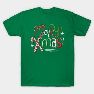 Fun Merry Christmas Lettering T-Shirt